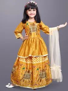 BAESD Girls Printed Ready to Wear Lehenga & Blouse With Dupatta
