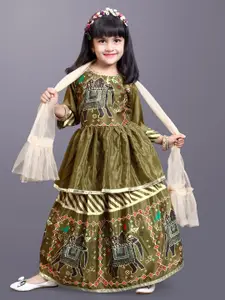 BAESD Girls Printed Ready to Wear Lehenga & Blouse With Dupatta
