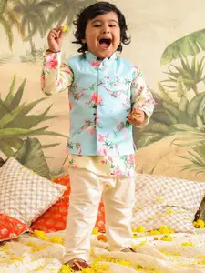 VASTRAMAY Infant Boys Floral Printed Woven Nehru Jacket