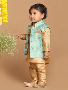 VASTRAMAY Infants Boys Zari-Design Woven Nehru Jacket