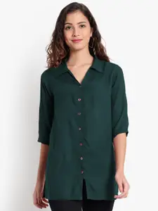 Indietoga Spread Collar Classic Longline Casual Shirt