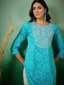 Sangria Bandhani Printed Thread Work Kurta