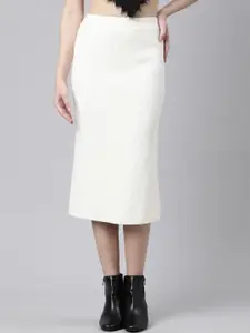 SHOWOFF Self Design Straight Midi Skirt
