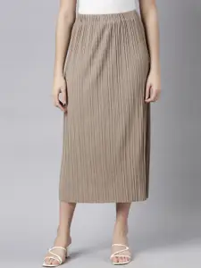 SHOWOFF Self Design Straight Midi Skirt
