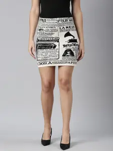 SHOWOFF Self Design Pencil Mini Skirt