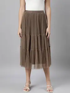 SHOWOFFTiered Midi Sheer Skirt