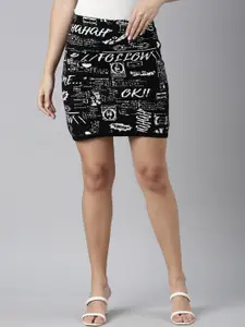 SHOWOFF Printed Pencil Mini Skirt