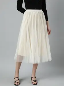 SHOWOFF Flared Midi Skirt