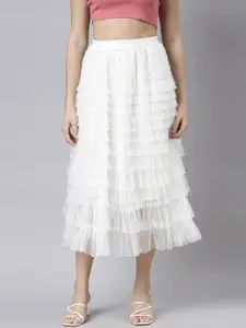 SHOWOFF Tiered Midi Skirt