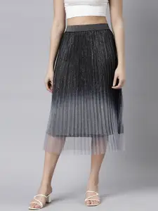 SHOWOFF Ombre Flared Midi Sheer Skirt