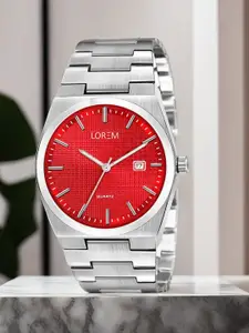 LOREM Men Dial & Stainless Steel Bracelet Style Straps Digital Watch LR161