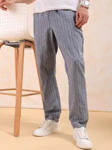 The Indian Garage Co Men Mid-Rise Striped Trousers