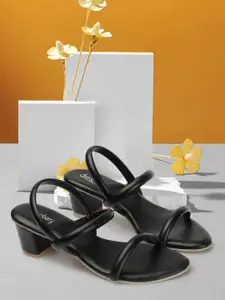 DressBerry Black Strappy Block Heels