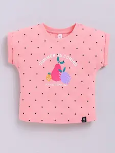 Ginie Girls Polka Dot Printed Extended Sleeves Top