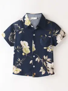 CrayonFlakes Boys Floral Printed Short Sleeves Casual Shirt