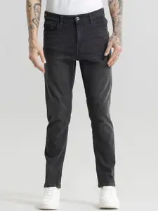 Snitch Men Black Slim Fit Clean Look Mid-Rise Cotton Jeans