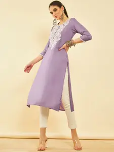 Soch Yoke Design Flared Sleeves Thread Work Kurta