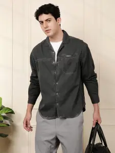 WROGN Pure Cotton Washed Drop-Shoulder Sleeves Relaxed Fit Casual Shirt