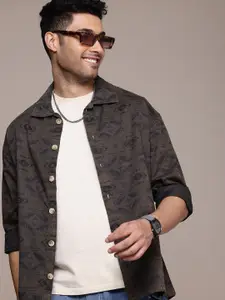 WROGN Men Aztec Print Pure Cotton Oversized Casual Shirt