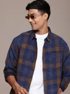 WROGN Checked Faded Opaque Casual Shirt