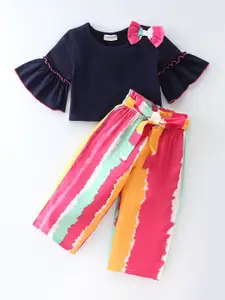 CrayonFlakes Girls Pure Cotton Top with Palazzos