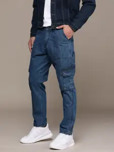 WROGN Men Mid-Rise Light Fade Stretchable Cargo Jeans