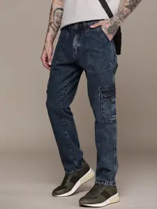 WROGN Men Mid-Rise Light Fade Stretchable Cargo Jeans