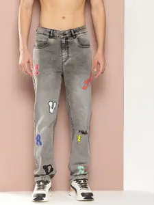 Harvard Men Relaxed Fit Mildly Distressed Heavy Fade Printed Stretchable Jeans
