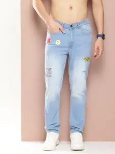 Harvard Men Relaxed Fit Low Distress Heavy Fade Printed Stretchable Jeans