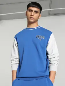 Puma SQUAD Colourblocked Round Neck Cotton Sweatshirt