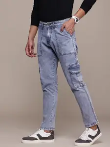 WROGN Men Cargo Fit Heavy Fade Stretchable Jeans