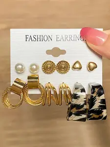 KARATCART Set Of 6 Gold Plated Earrings