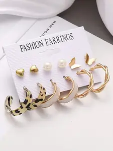 KARATCART Set Of 6 Gold Plated Earrings