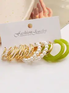 KARATCART Set Of 6 Gold-Plated Contemporary Hoop Earrings