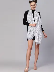 J Style Floral Printed Frayed Scarf