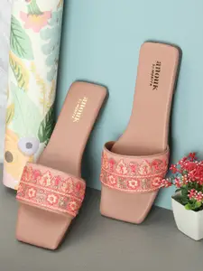 Anouk Embroidered Open Toe Flats