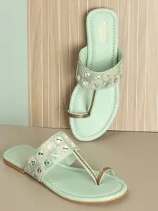 Anouk Embroidered Open Toe Flats