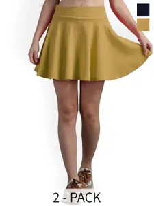 N-Gal Pack Of 2 Stretchable Mini Flared Skirts