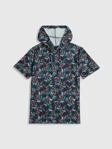 CAVIO Boys Printed Hooded Tropical Pockets T-shirt