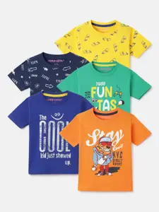 Googo Gaaga Boys Pack of 5 Typography Printed T-shirt
