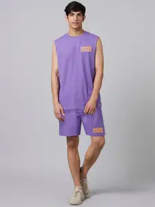 Smugglerz Typography Printed Sleeveless T-shirt With Shorts