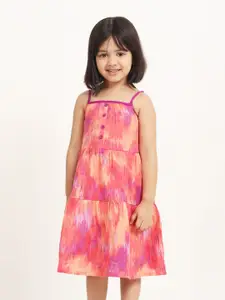 Campana Girls Sleeveless Below Knee Length Empire Printed Cotton Dress