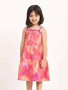 Campana Girls Sleeveless Below Knee Length Empire Printed Cotton Dress