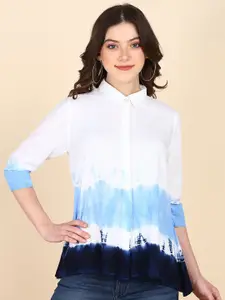 Maaesa Relaxed Spread Collar Long Sleeves Opaque Casual Shirt