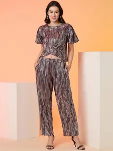 Globus Striped Crop Top With Trouser Co-Ords