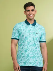 Crocodile Floral Printed Polo Collar Cotton Slim Fit T-shirt