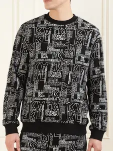 Karl Lagerfeld Typography Printed Round Neck Long Sleeves Cotton Pullover Sweatshirt