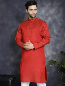 Jompers Mandarin Collar Woven Design Thread Work Jacquard Kurta