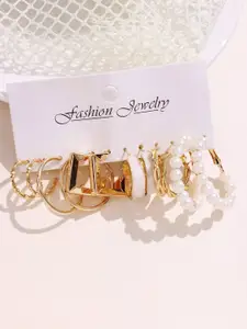 Bohey by KARATCART Gold Plated Set Of 6 Contemporary Hoop Earrings