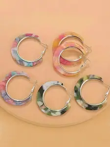 Bohey by KARATCART Silver-Plated Set Of 3 Contemporary Hoop Earrings